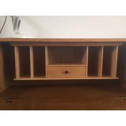 Compact small writing solid oak bureau bookcase