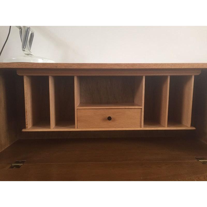 Compact small writing solid oak bureau bookcase
