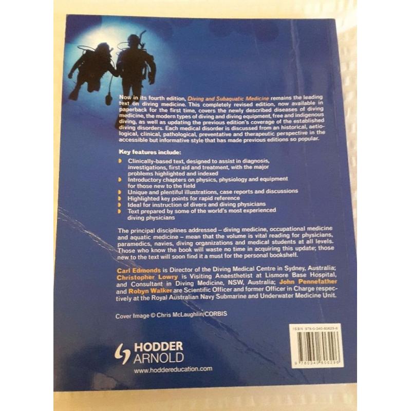 Diving and Subaquatic Medicine 4th Edition Paperback- very good condition