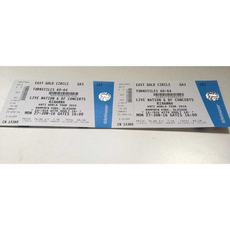 RIHANNA ANTI WORLD TOUR GOLDEN CIRCLE VIP TICKETS x 2
