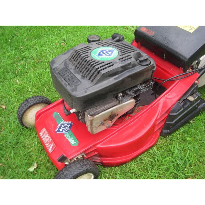 Self Propelled rotary mower with roller for striped finish