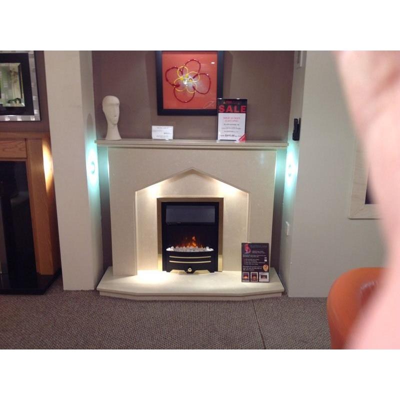 Plain Gothic 54" Ex Display Coral Cream Fireplace With Lights