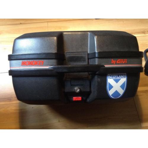 Motorbike back box by givi ,mono key with solid Steele bracket and screws