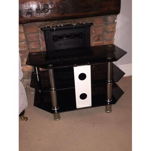 Black and Silver Television Stand