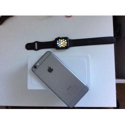 Unlocked IPhone 64gb and Apple Watch 42mm Both Space Grey