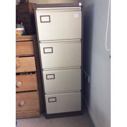 4 drawer lockable filing cabinet by Punchline. Brown body cream front. Excellent condition