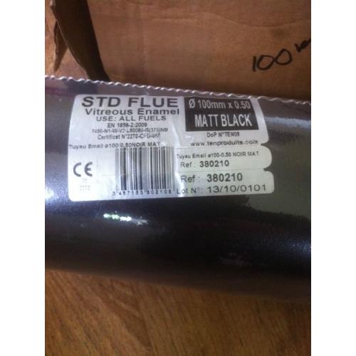 Brand new black stove flue pipe 100mm x 500mm