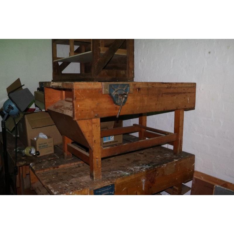 Workbench complete with working vice attached