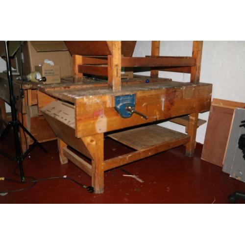 Workbench complete with working vice attached
