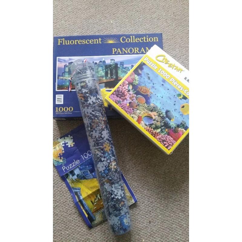 Three 1,000 Piece Jigsaw Puzzles
