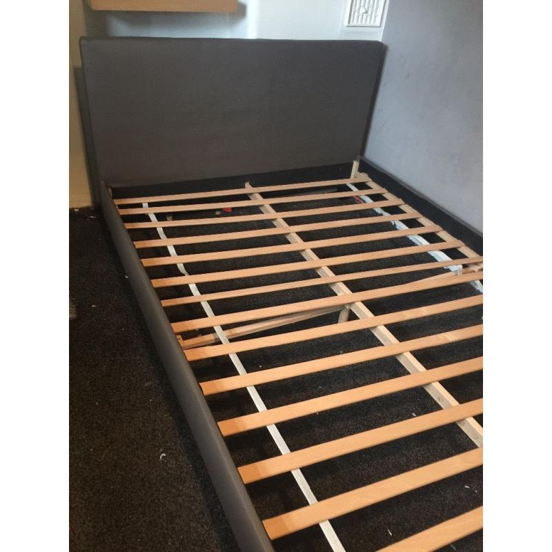 Grey double bed frame
