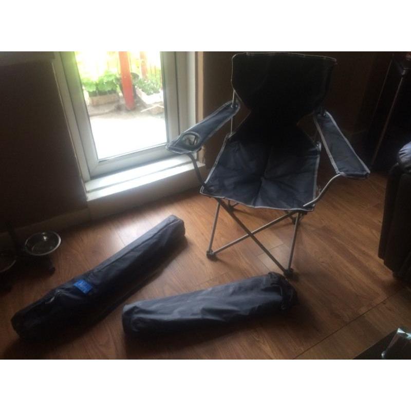 X2 black camping chairs