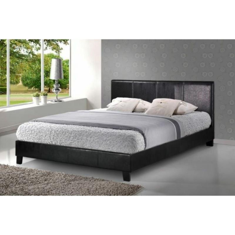 MODERN LEATHER DOUBLE BED AND MATTRESS