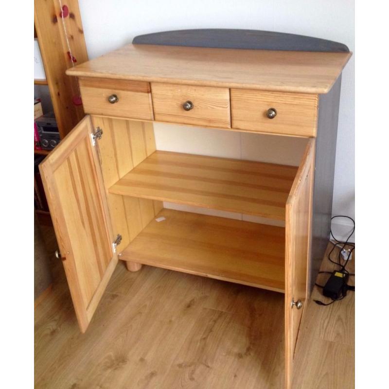 Pine dresser and wall cabinet.
