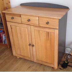 Pine dresser and wall cabinet.