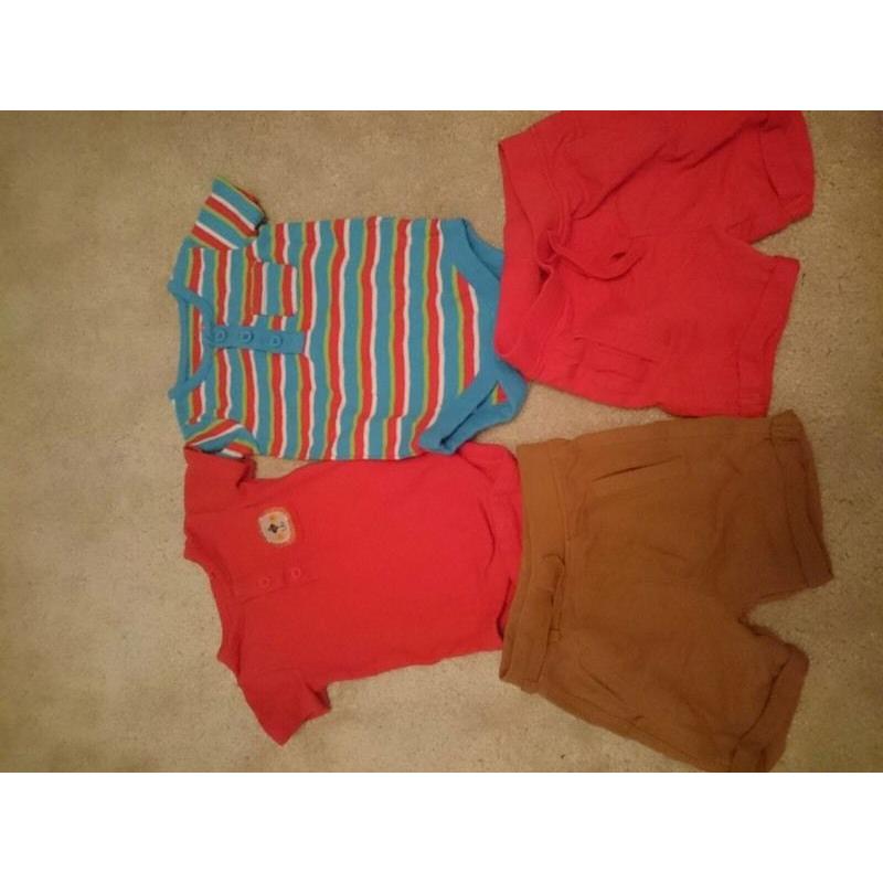 "Tu" 3-6 months 2 vests and 2 shorts