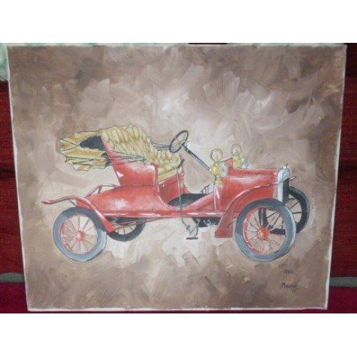 Ford 1907 car signed Painting on Canvas