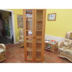 Pine and Glass Display Cabinet
