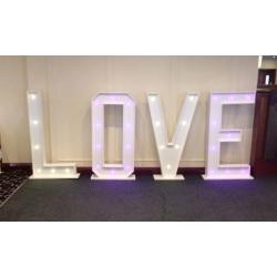 Giant illuminated love letters / wedding sign - light up in a choice of colours