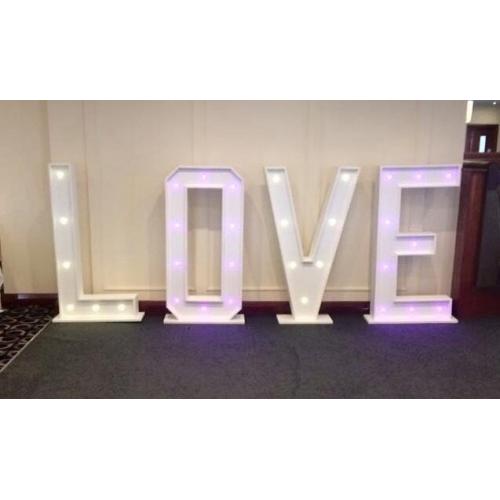 Giant illuminated love letters / wedding sign - light up in a choice of colours