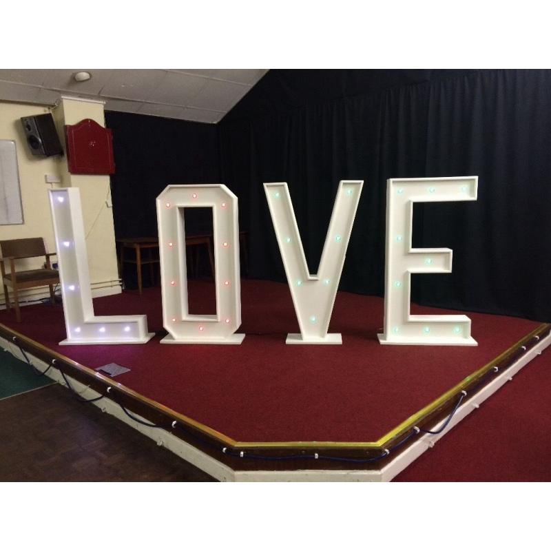 Giant illuminated love letters / wedding sign - light up in a choice of colours