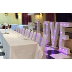 Giant illuminated love letters / wedding sign - light up in a choice of colours