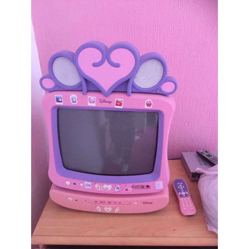 Kids pink Disney to and DVD player