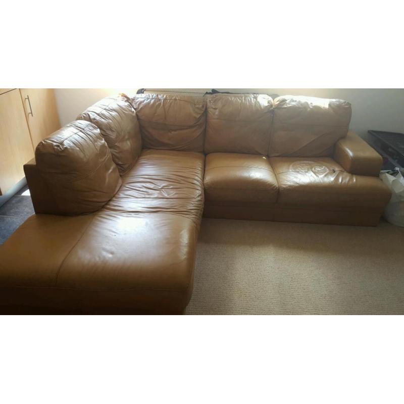 Light brown leather corner unit (now unavailable pending collection)