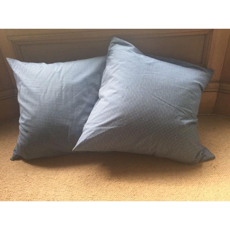 2x large blue check cushions