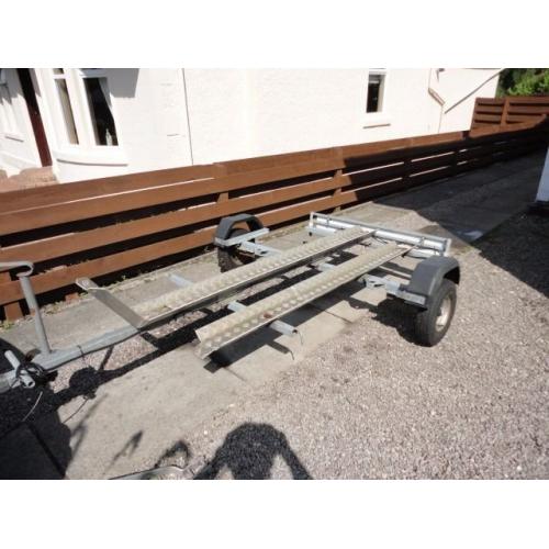 Single Motorcycle Trailer with Suspension, Spare Wheel and Electrics