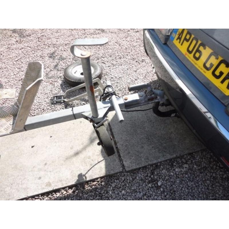 Single Motorcycle Trailer with Suspension, Spare Wheel and Electrics