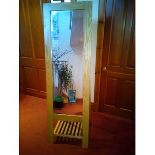 Solid Oak freestanding mirror