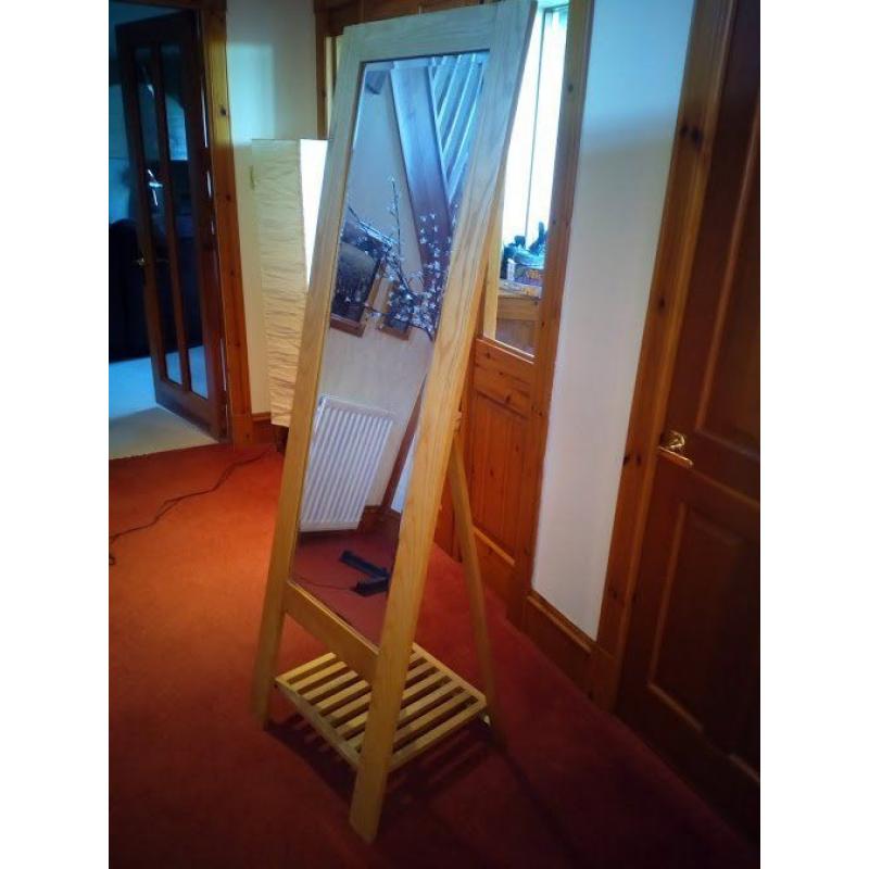 Solid Oak freestanding mirror