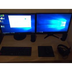 4K High spec Dual Monitor Gaming PC Set Up 16gb ram 80 plus gold psu