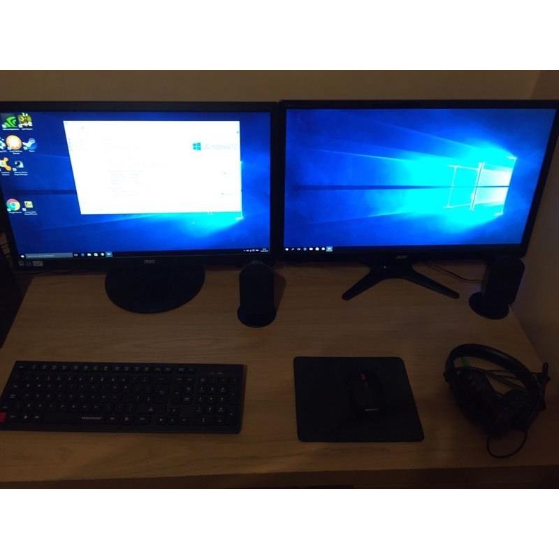 4K High spec Dual Monitor Gaming PC Set Up 16gb ram 80 plus gold psu