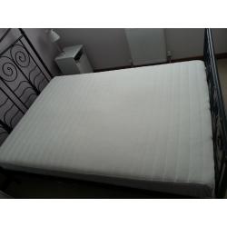 ikea metal frame double bed, mattress and mattress topper