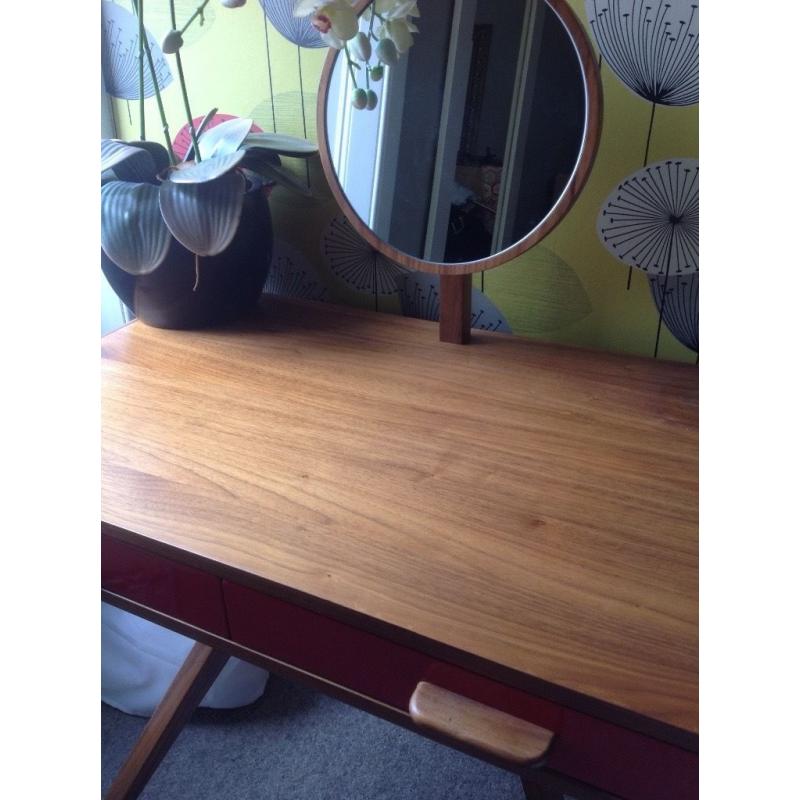 Fonteyn Walnut Dressing Table with Red Drawers