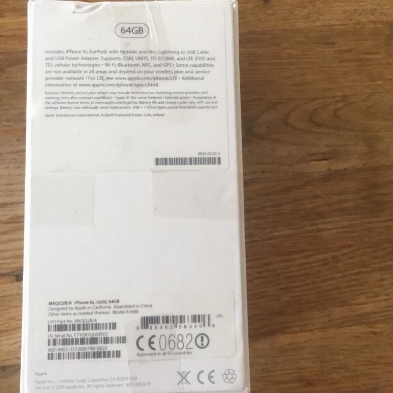 iPhone 6s 64 gb , GOLD.