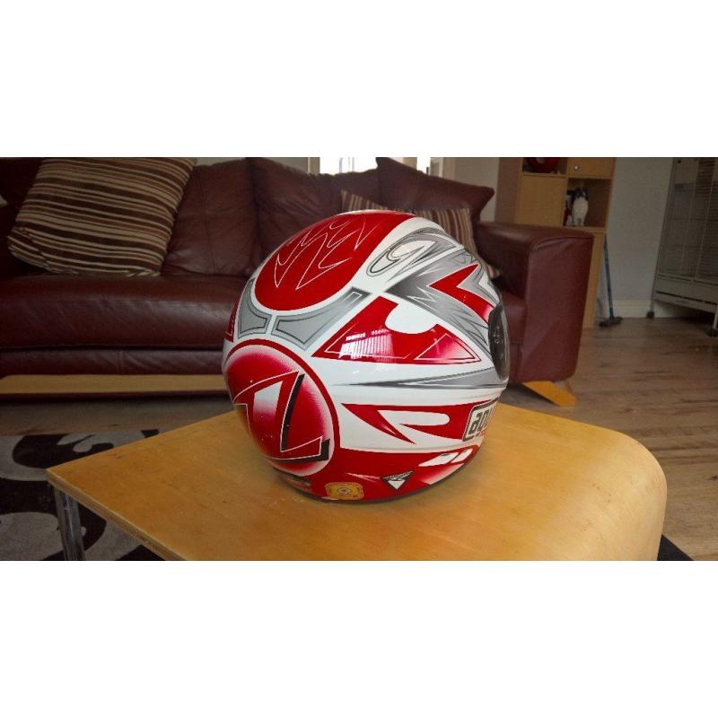 AGV K3 motorcycle helmet red and white