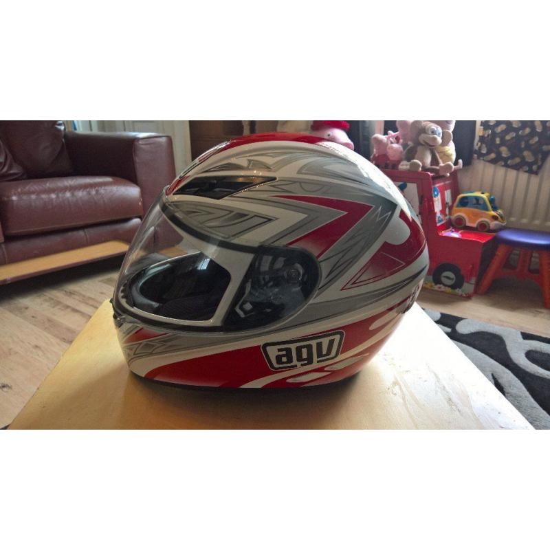 AGV K3 motorcycle helmet red and white