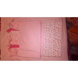 pink curtains with cute bow ties on top and pink detailing on the bottom