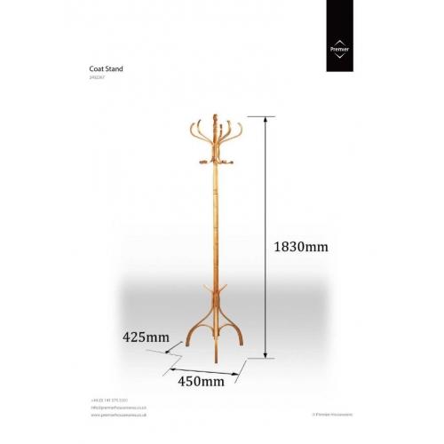 Brand New Boxed Coat Stand: Premier Housewares Floor Standing Coat Stand- 183 cm- Oak