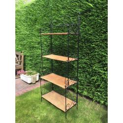 Wrought iron & wicker shelving unit