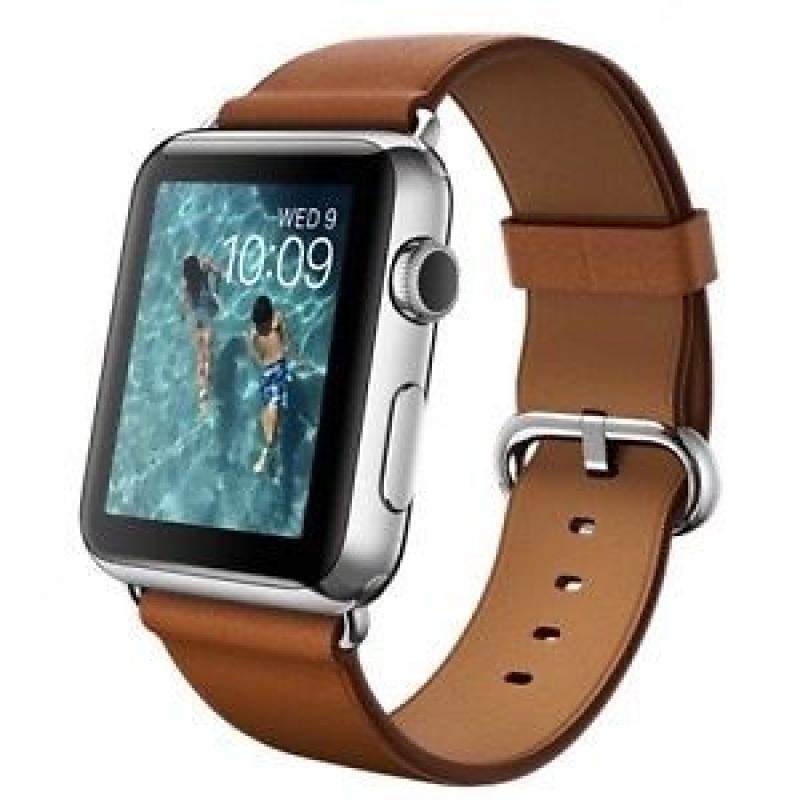 Apple I watch 42mm Stainless Steel Case with Saddle Brown Classic Buckle