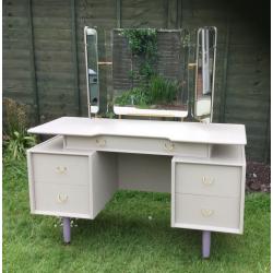 Bedroom G Plan dressing table & matching double headboard with side drawers and glass shelves set