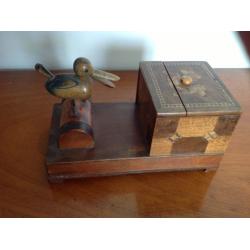 Vintage Marquetry Cigarette Box Novelty Duck/Bird Cigarette Dispenser