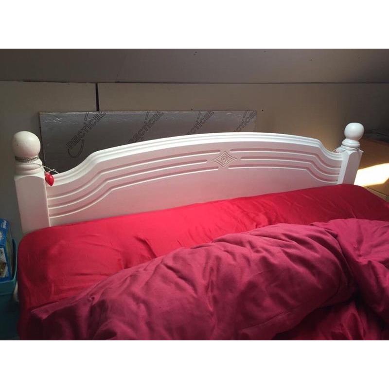 Double Bed: Solid Pine, painted white