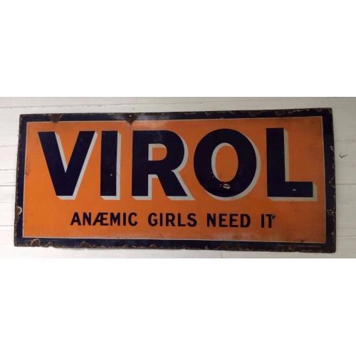 Virol - Enamel Railway Advertising Sign - 1900's Edwardian - Collectors Item