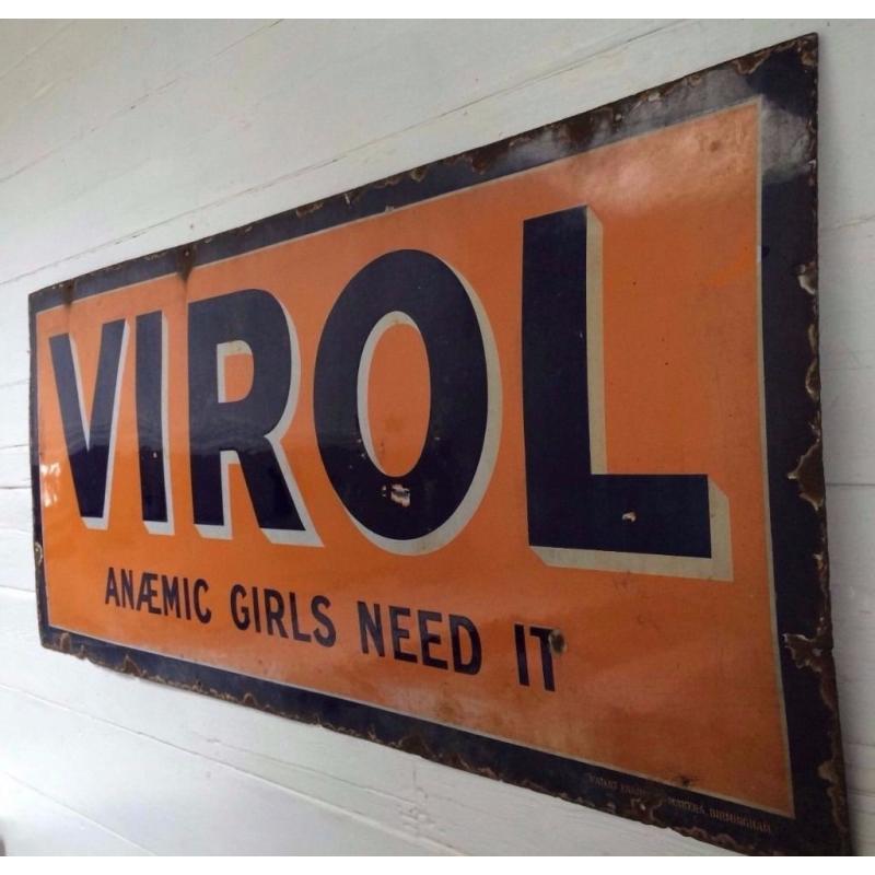 Virol - Enamel Railway Advertising Sign - 1900's Edwardian - Collectors Item