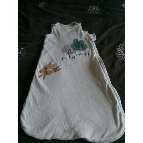 Pure Cotton Hopping Bunny Print 2.4 Tog Sleeping Bag, 0-6 months